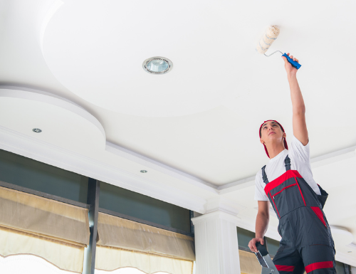 A&D Pro Painting team ceiling repaint in Puyallup